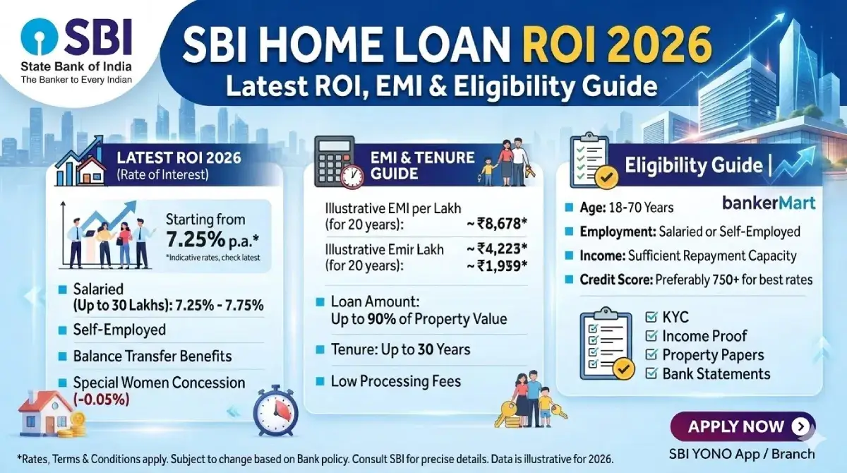 SBI Home Loan ROI 2026: Interest Rate, EMI Calculator, Eligibility & Comparison